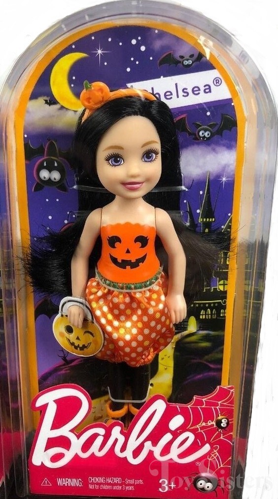 NEW 2014 Barbie Sister Chelsea Red Head Doll in Halloween Pumpkin Costume